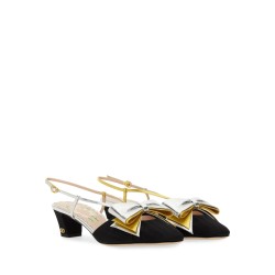 45MM MOIRÉ FABRIC BOWOW SLINGBACK DÉCOLLETÉ