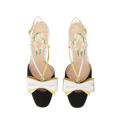 45MM MOIRÉ FABRIC BOWOW SLINGBACK DÉCOLLETÉ