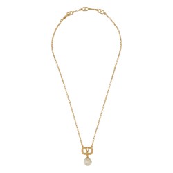 METAL "OVALETTE" NECKLACE WITH SWAROVSKI® PEARL