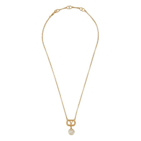 METAL "OVALETTE" NECKLACE WITH SWAROVSKI® PEARL