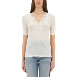 TOP WITH LACE NECKLINE