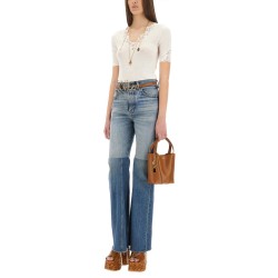 TOP WITH LACE NECKLINE