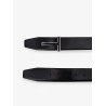 Leather belt with enamelled logo