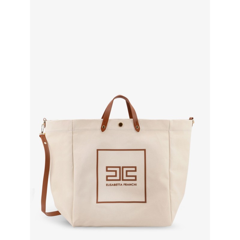Canvas shoulder bag with embossed logo