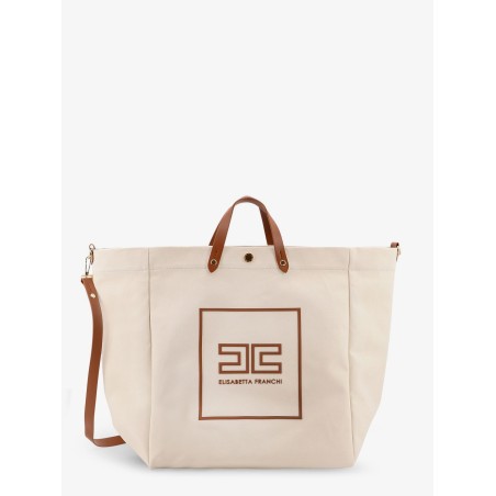 Canvas shoulder bag with embossed logo