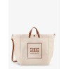 Canvas shoulder bag with embossed logo