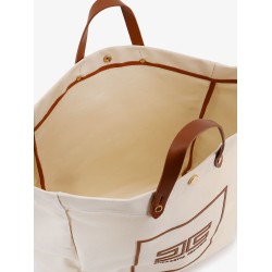 Canvas shoulder bag with embossed logo