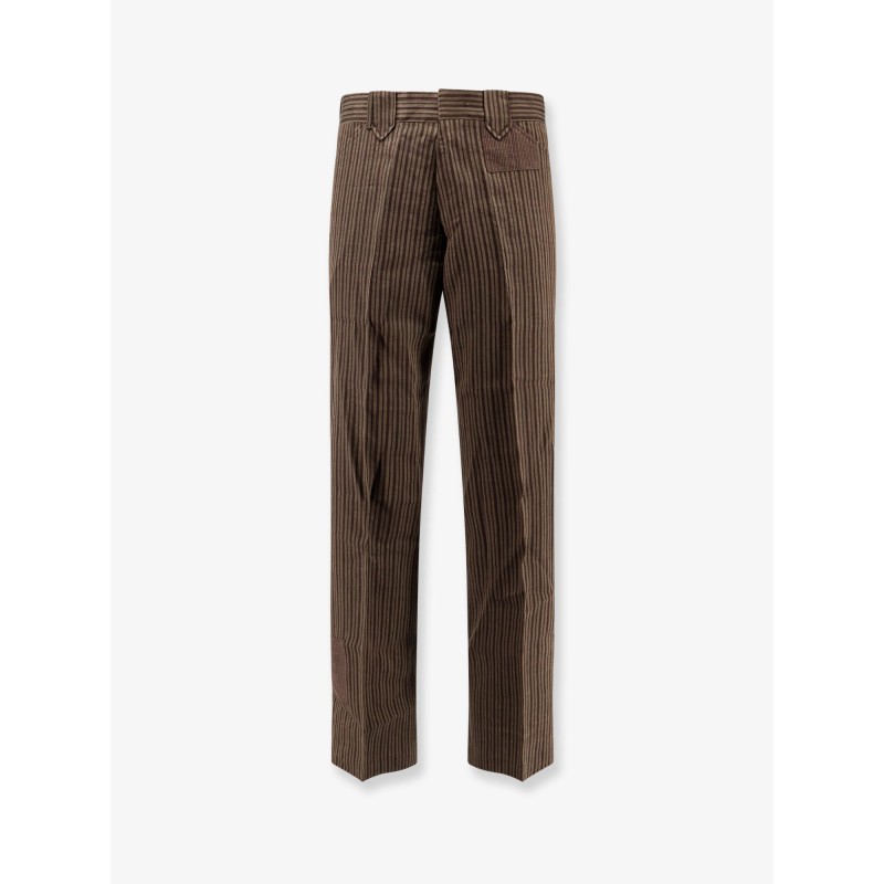 Linen blend striped trousers