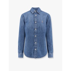 Denim shirt with logo embroidery