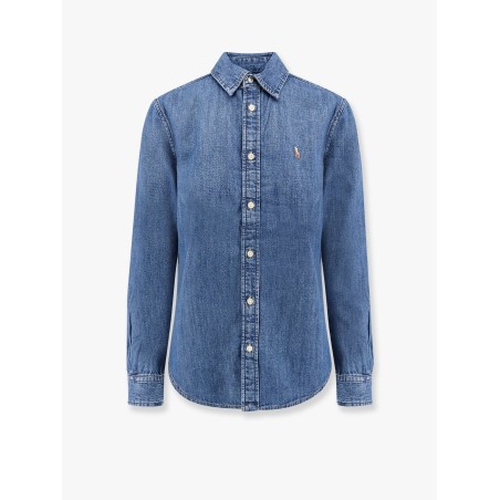 Denim shirt with logo embroidery