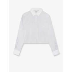 Cropped cotton shirt with striped motif