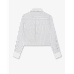 Cropped cotton shirt with striped motif