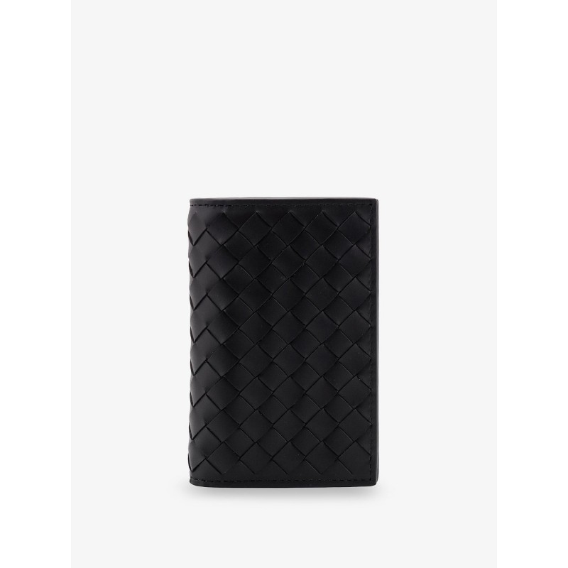 Leather card holder with Intrecciato motif