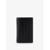 Leather card holder with Intrecciato motif