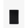Leather card holder with Intrecciato motif