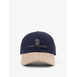 Linen Baseball Hat with suede visor