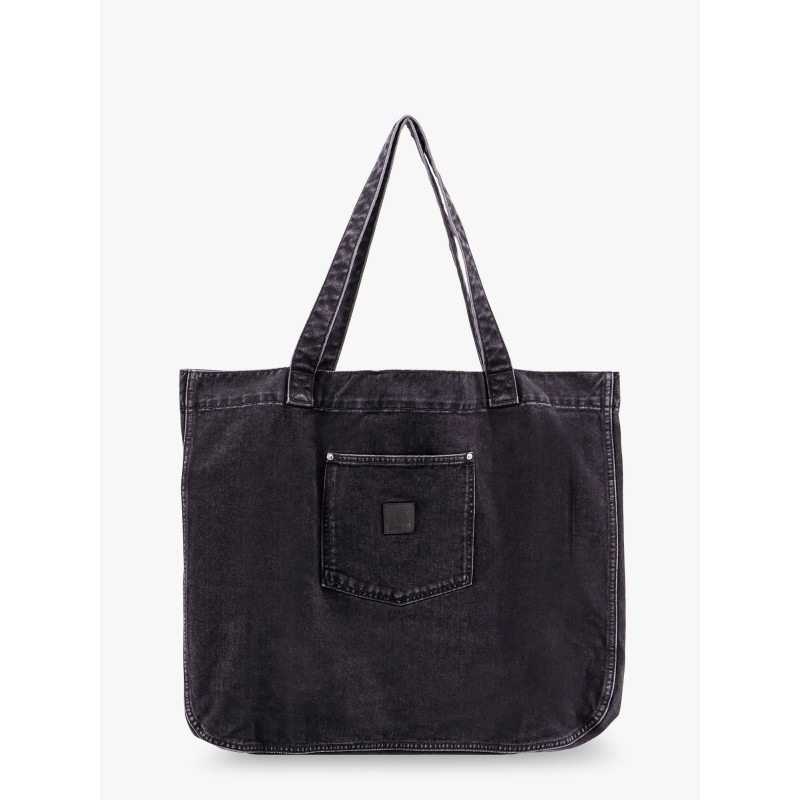 Rivet tote black denim bag