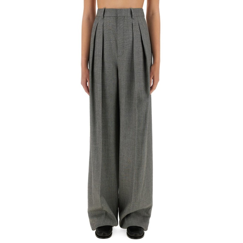 WIDE-LEG PANTS IN WOOL CHINÉ