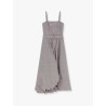 Striped cotton long dress with wide panel