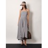Striped cotton long dress with wide panel