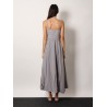 Striped cotton long dress with wide panel