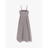Striped cotton long dress with wide panel