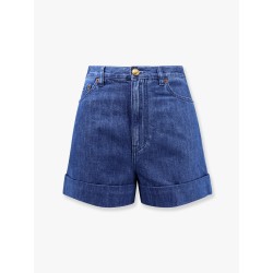 Cotton and linen shorts with chez valentino leather tag