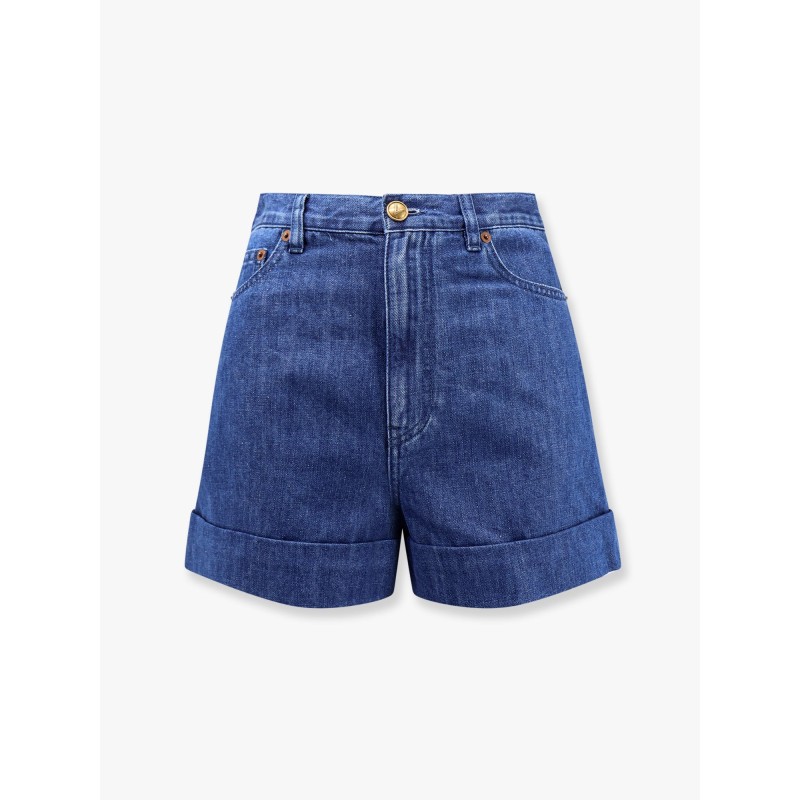Cotton and linen shorts with chez valentino leather tag