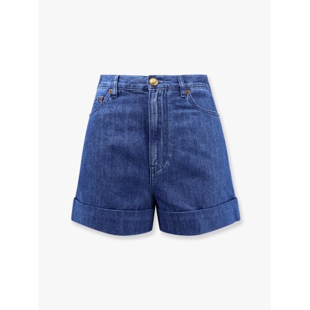 Cotton and linen shorts with chez valentino leather tag