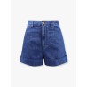 Cotton and linen shorts with chez valentino leather tag