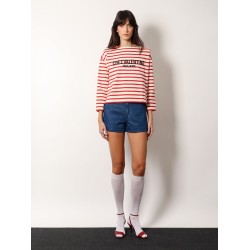Cotton and linen shorts with chez valentino leather tag