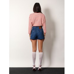 Cotton and linen shorts with chez valentino leather tag