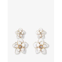 Enamelled brass earrings with crystals