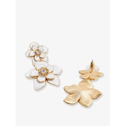 Enamelled brass earrings with crystals