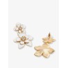 Enamelled brass earrings with crystals