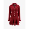 Perforated knit short dress with jewel buttons