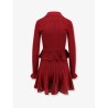 Perforated knit short dress with jewel buttons