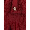 Perforated knit short dress with jewel buttons