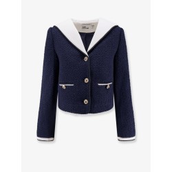 Bouclé fabric blazer with jewel buttons
