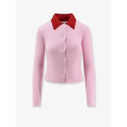 Wool cardigan with contrasting collar
