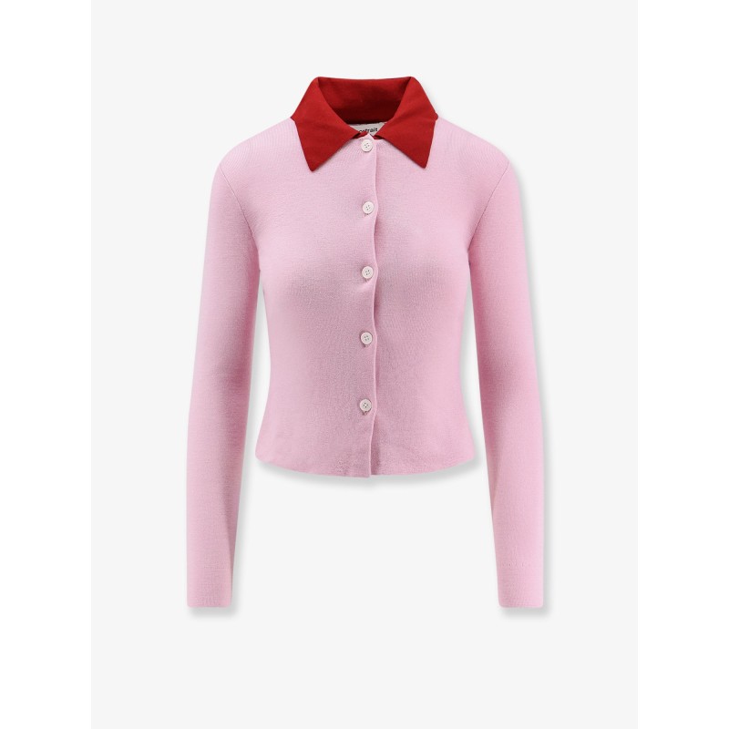 Wool cardigan with contrasting collar