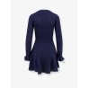 Perforated knit short dress with removable lace brooch