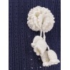 Perforated knit short dress with removable lace brooch