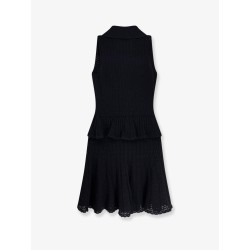 Perforated knit dress with jewel buttons