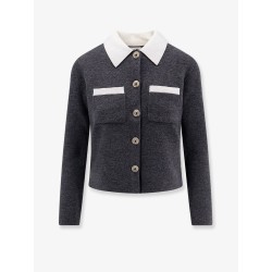 Wool blend cardigan with contrasting collar