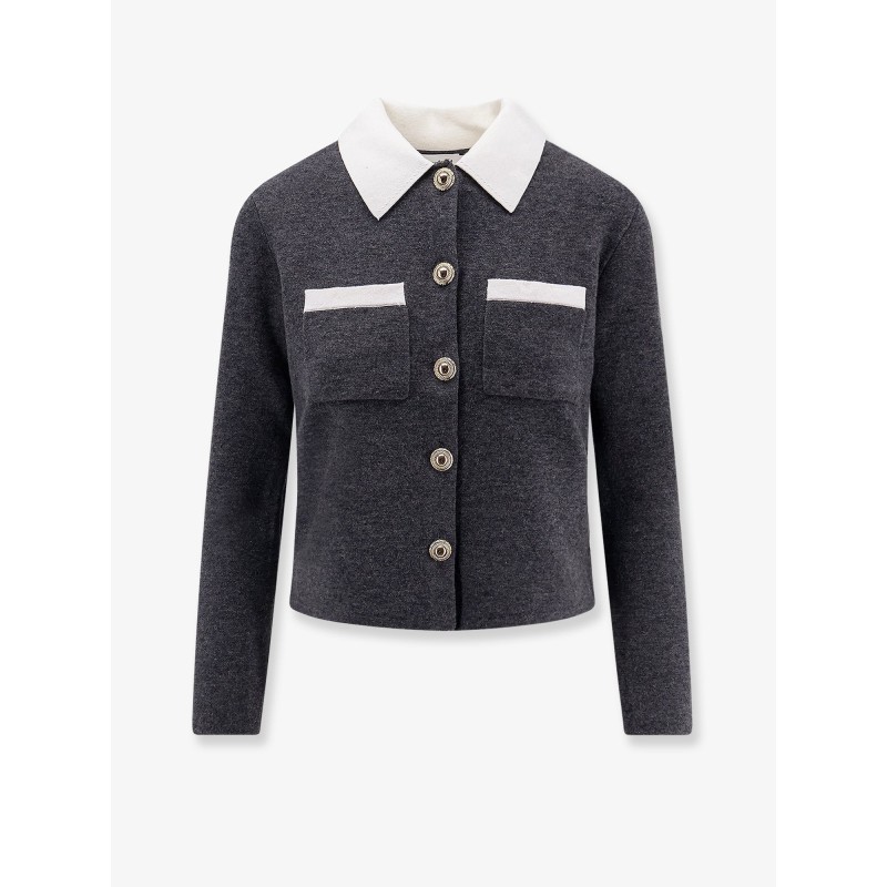 Wool blend cardigan with contrasting collar