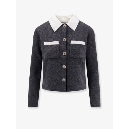 Wool blend cardigan with contrasting collar