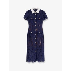 Lace midi dress with jewel button