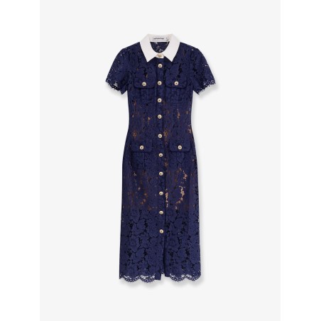 Lace midi dress with jewel button