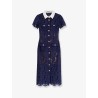 Lace midi dress with jewel button